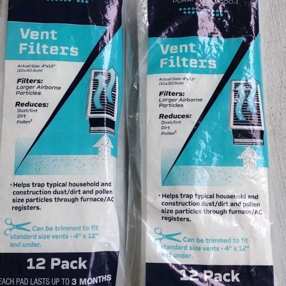 2-Purafilter 2000 12 Pack Vent Filters 4” x 12” Each Pad Lasts Up To 3 Months